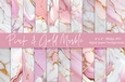 Pink and Gold Marble Digital Papers, 8x8 Marble Backgrounds