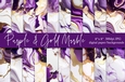 Purple and Gold Marble Digital Papers, 8x8 Marble Backgrounds