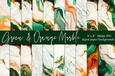 Green and Orange Marble Digital Papers, 8x8 Marble Backgrounds