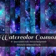 Watercolor Cosmos Digital Papers, 8x8 Space Backgrounds