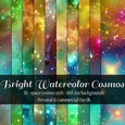 Bright Watercolor Cosmos Digital Papers, 8x8 Space Backgrounds
