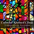 Stained Glass Abstract Digital Papers, 8x8 Glass Abstract Backgrounds