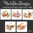 Watercolor Boho Cowgirl Hats with Flowers 8x8 Backgrounds set 1