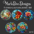 Stained Glass Floral Style 8inch Round PNG Designs - set 2