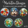 Stained Glass Floral Style 8inch Round PNG Designs - set 3