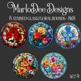 Stained Glass Floral Style 8inch Round PNG Designs - set 4