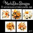 Watercolor Autumn Season Flowers 8x8 Backgrounds