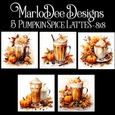 Watercolor Autumn Season Pumpkin Spice Drinks 8x8 Backgrounds