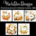 Watercolor Autumn Season White Pumpkins 8x8 Backgrounds