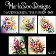 Watercolor Elegant Beautiful Flowers 8x8 Backgrounds - set 2