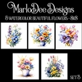 Watercolor Elegant Beautiful Flowers 8x8 Backgrounds - set 3