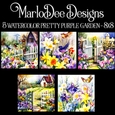 Watercolor Pretty Purple Garden 8x8 Backgrounds