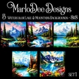 Watercolor Lake and Mountains Scenes 8x8 Backgrounds - set 1