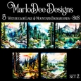 Watercolor Lake and Mountains Scenes 8x8 Backgrounds - set 2