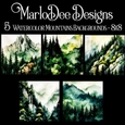 Watercolor Mountains & Trees Scenes 8x8 Backgrounds