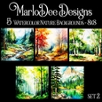 Watercolor Nature Scenes 8x8 Backgrounds - set 2