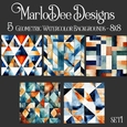 Watercolor Masculine Colors Geometric Style 8x8 Backgrounds - set 1