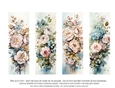 Vintage Floral 2x6 Bookmarks, 4 Floral Bookmarks s6