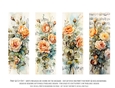 Vintage Floral 2x6 Bookmarks, 4 Floral Bookmarks s17