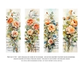 Vintage Floral 2x6 Bookmarks, 4 Floral Bookmarks s20