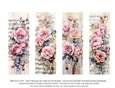 Vintage Floral 2x6 Bookmarks, 4 Floral Bookmarks s22