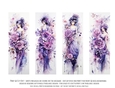 Vintage Floral 2x6 Bookmarks, 4 Floral Bookmarks s27