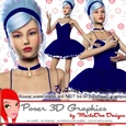 Beautiful Ballerina Dancer in Blue Color Dress Poser Graphics