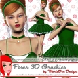 Beautiful Ballerina Dancer in Green Color Dress Poser Graphics
