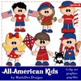 All American July 4th Kids Clip Art Graphics