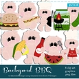 Backyard BBQ Summer Pigs Clip Art Graphics