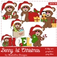Benny the Bear First Christmas Clip Art Graphics