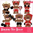 Benson Bear - Boxer Themed Clip Art Graphics