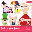 Calendar January - June - Mice Clip Art Graphics