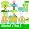 Cottontail Village Easter Train Clip Art