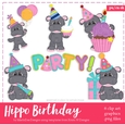 Hippo Birthday Party Clip Art