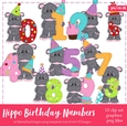 Hippo Birthday Numbers Clip Art