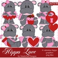 Hippo Love Valentines Day Clip Art Graphics