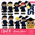 I Did It Black & Blue Gowns - Graduation Clip Art