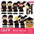 I Did It Black & Brown Gowns - Graduation Clip Art