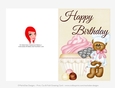 Baker Teddy Bear with Vanilla Cupcake 5x7 Birthday Card