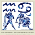 Astrology Zodiac Shapes & Symbol Graphics - Blue set 1