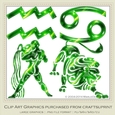 Astrology Zodiac Shapes & Symbol Graphics - Green set 1