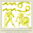 Astrology Zodiac Shapes & Symbol Graphics - Yellow set 1