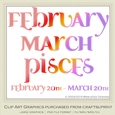 Astrology Zodiac Months & Dates Word Art Graphics - Mix Colors set 2