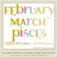 Astrology Zodiac Months & Dates Word Art Graphics - Mix Colors set 3