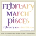 Astrology Zodiac Months & Dates Word Art Graphics - Mix Colors set 5