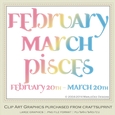 Astrology Zodiac Months & Dates Word Art Graphics - Mix Colors set 7