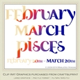 Astrology Zodiac Months & Dates Word Art Graphics - Mix Colors set 8