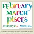 Astrology Zodiac Months & Dates Word Art Graphics - Mix Colors set 9
