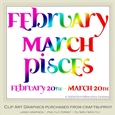 Astrology Zodiac Months & Dates Word Art Graphics - Mix Colors set 10